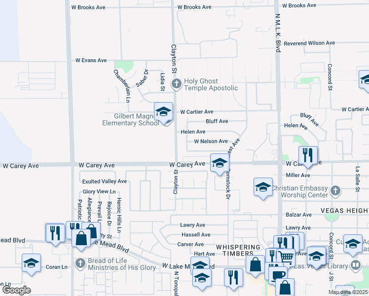 map of restaurants, bars, coffee shops, grocery stores, and more near 2421 Raymond Avenue in North Las Vegas