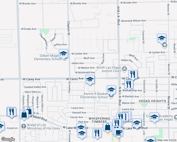 map of restaurants, bars, coffee shops, grocery stores, and more near 1816 West Mcdonald Avenue in North Las Vegas