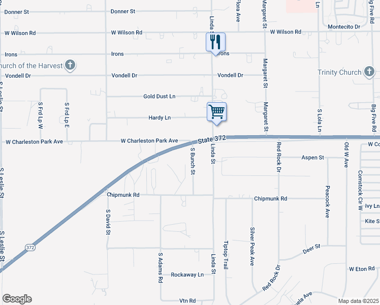 map of restaurants, bars, coffee shops, grocery stores, and more near 1060 South Bunch Street in Pahrump