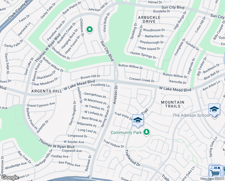 map of restaurants, bars, coffee shops, grocery stores, and more near 2404 Spring Water Drive in Las Vegas