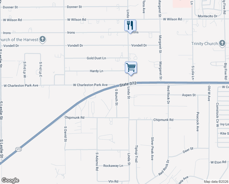 map of restaurants, bars, coffee shops, grocery stores, and more near 1080 South Bunch Street in Pahrump