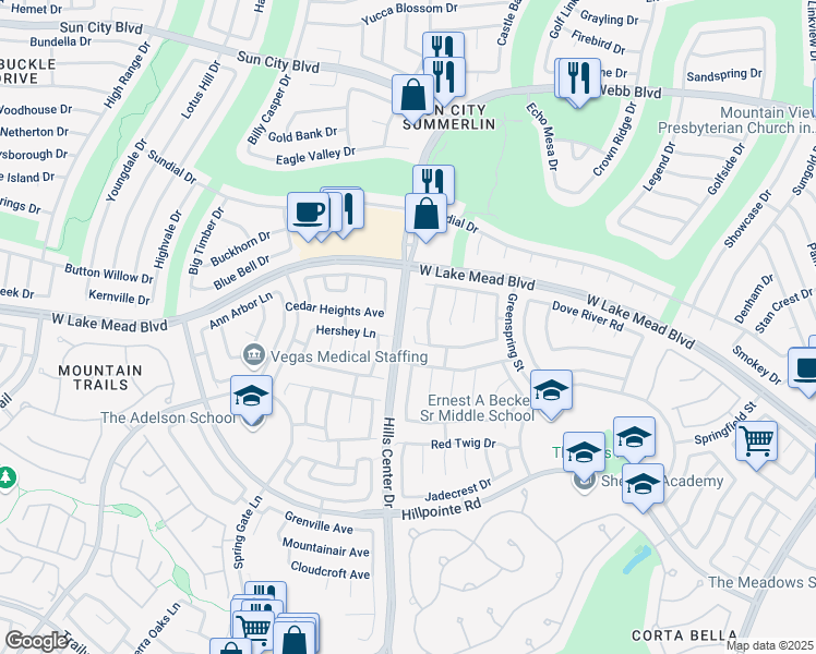 map of restaurants, bars, coffee shops, grocery stores, and more near 9349 Magic Flower Avenue in Las Vegas