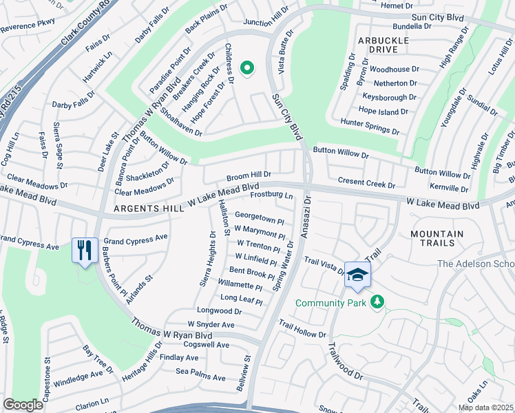 map of restaurants, bars, coffee shops, grocery stores, and more near 2401 Ocean Edge Court in Las Vegas