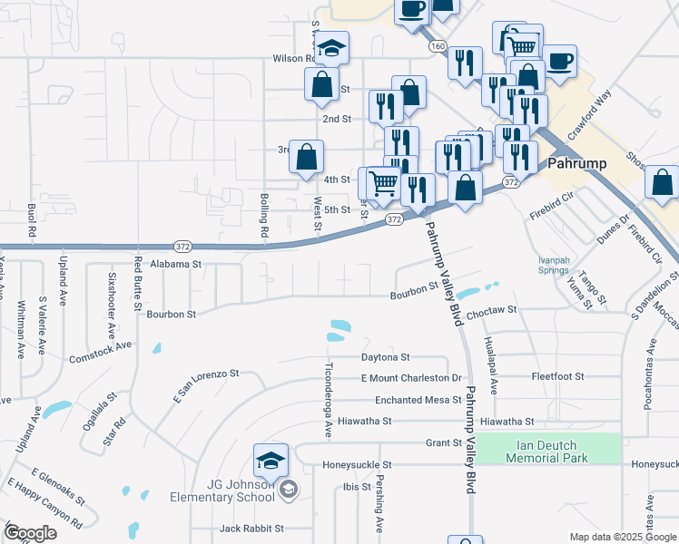 map of restaurants, bars, coffee shops, grocery stores, and more near 1060 Jubilee Court in Pahrump
