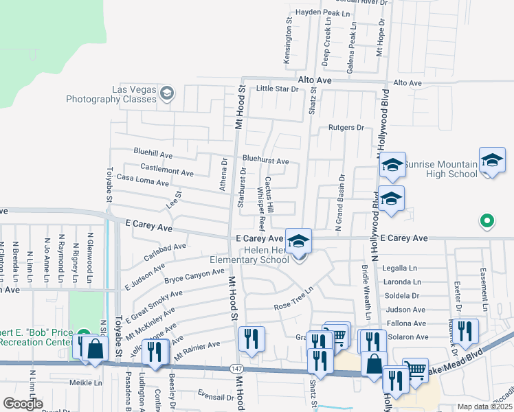 map of restaurants, bars, coffee shops, grocery stores, and more near 6393 Venus Vale Court in Las Vegas