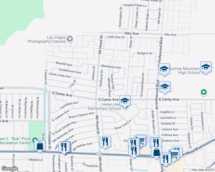 map of restaurants, bars, coffee shops, grocery stores, and more near 6393 Venus Vale Court in Las Vegas