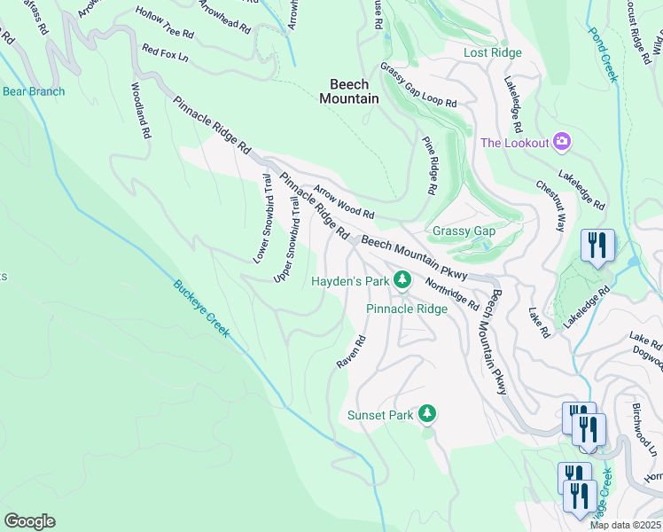 map of restaurants, bars, coffee shops, grocery stores, and more near in Beech Mountain