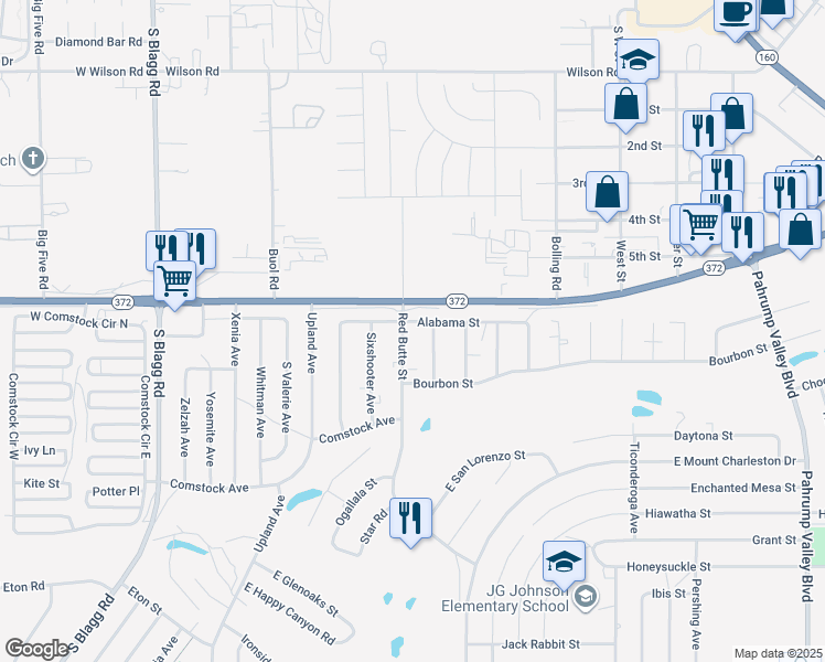 map of restaurants, bars, coffee shops, grocery stores, and more near 1070 Quartzite Avenue in Pahrump