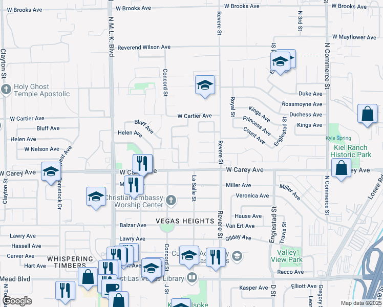 map of restaurants, bars, coffee shops, grocery stores, and more near 2430 Country Orchard Street in North Las Vegas