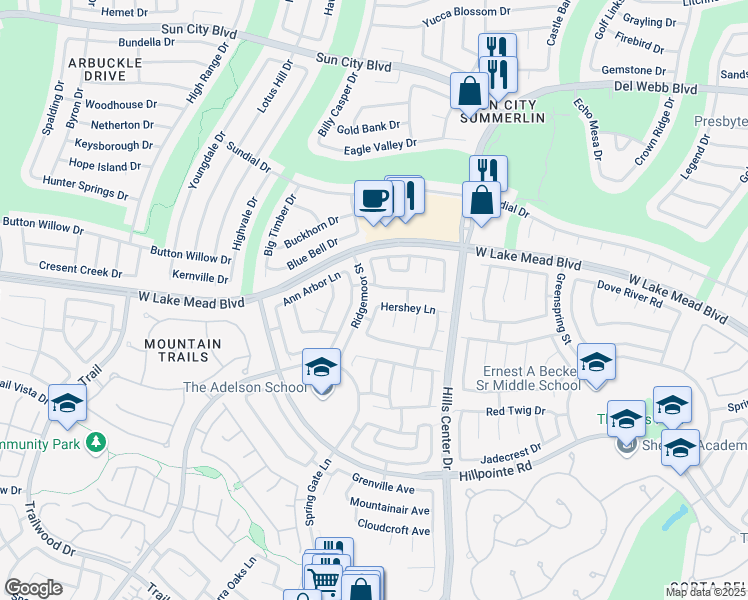 map of restaurants, bars, coffee shops, grocery stores, and more near 9536 Hershey Lane in Las Vegas