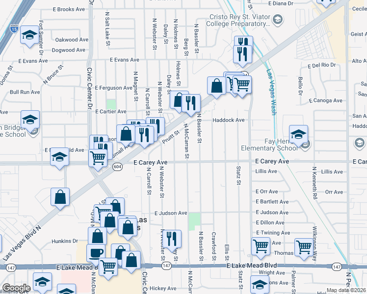map of restaurants, bars, coffee shops, grocery stores, and more near 2427 North McCarran Street in North Las Vegas