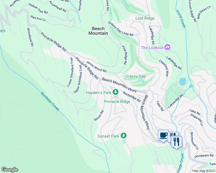 map of restaurants, bars, coffee shops, grocery stores, and more near 100 Raven Road in Beech Mountain