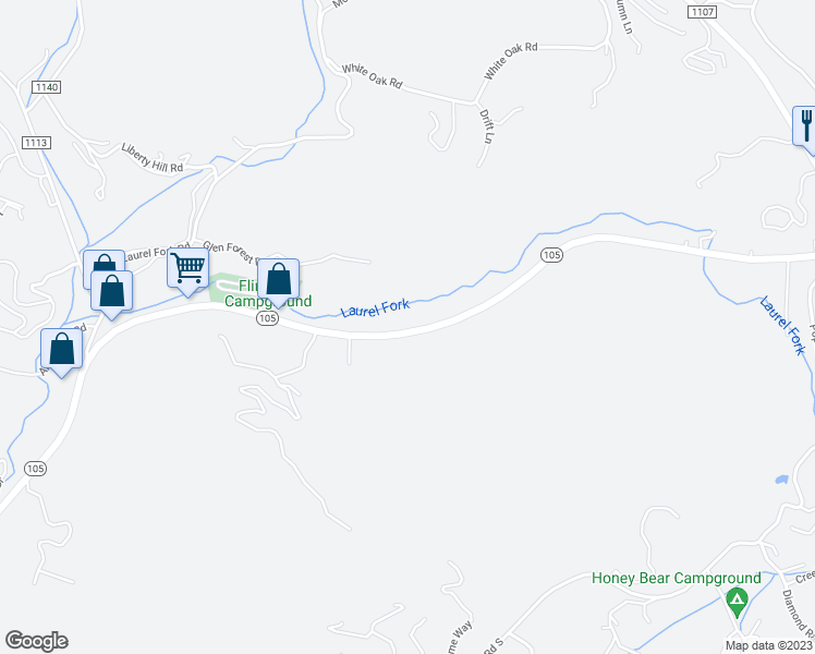 map of restaurants, bars, coffee shops, grocery stores, and more near 4144 North Carolina 105 in Boone