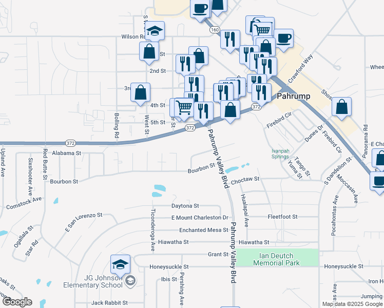 map of restaurants, bars, coffee shops, grocery stores, and more near 1200 Arrowhead Street in Pahrump