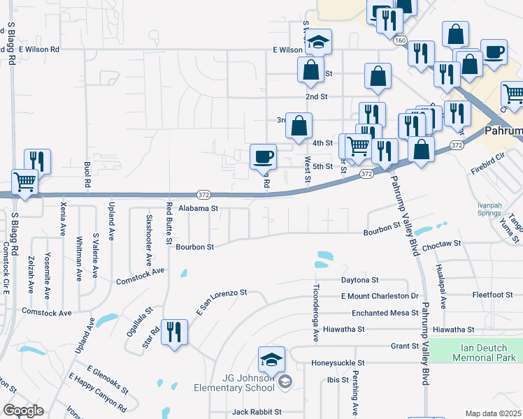 map of restaurants, bars, coffee shops, grocery stores, and more near 1041 Nail Creek Court in Pahrump