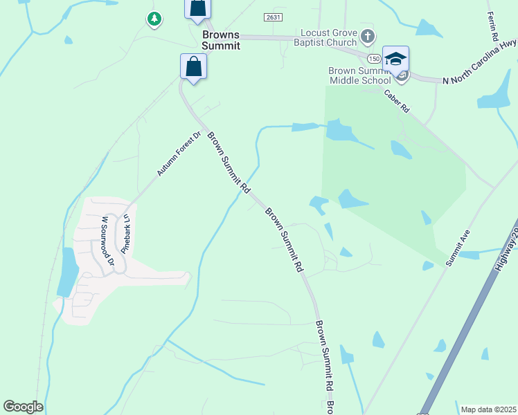 map of restaurants, bars, coffee shops, grocery stores, and more near 7181 Brown Summit Road in Browns Summit