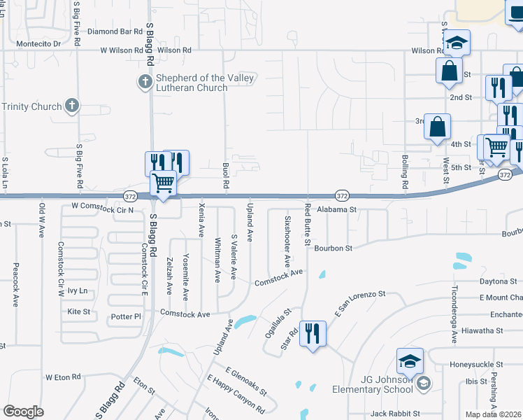 map of restaurants, bars, coffee shops, grocery stores, and more near 1040 South Thunderpass Avenue in Pahrump