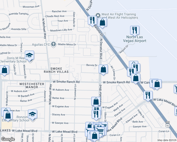 map of restaurants, bars, coffee shops, grocery stores, and more near 4979 Jean Avenue in Las Vegas