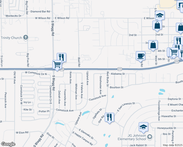 map of restaurants, bars, coffee shops, grocery stores, and more near 1040 South Thunderpass Avenue in Pahrump