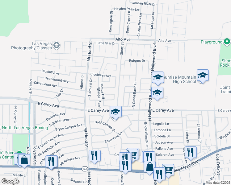 map of restaurants, bars, coffee shops, grocery stores, and more near 6492 Silent Pine Avenue in Las Vegas