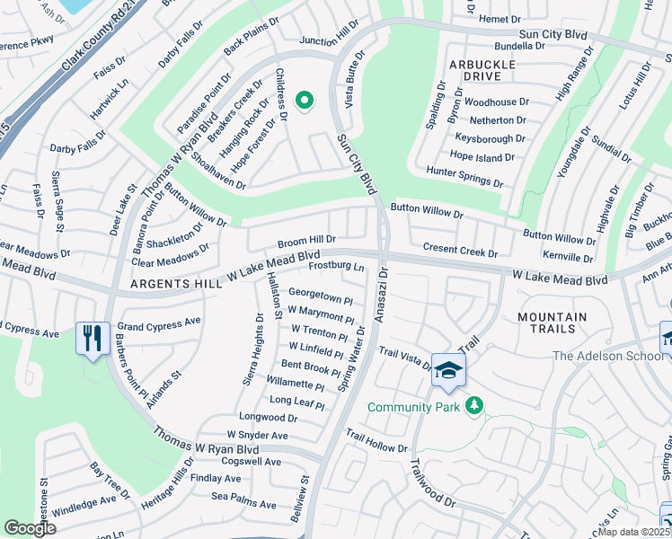 map of restaurants, bars, coffee shops, grocery stores, and more near 2413 Rockford Street in Las Vegas