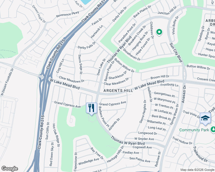 map of restaurants, bars, coffee shops, grocery stores, and more near 10753 Argents Hill Drive in Las Vegas