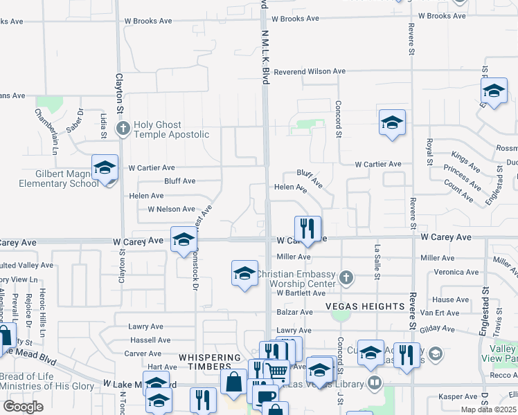map of restaurants, bars, coffee shops, grocery stores, and more near in North Las Vegas