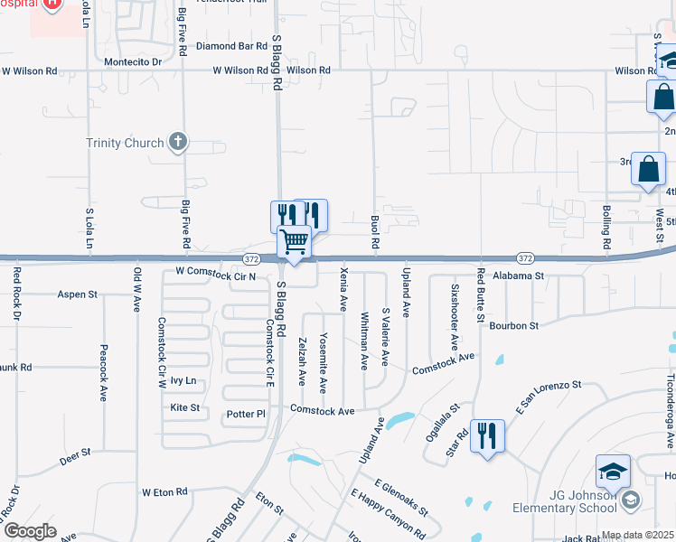 map of restaurants, bars, coffee shops, grocery stores, and more near 2 East Calvada Boulevard in Pahrump