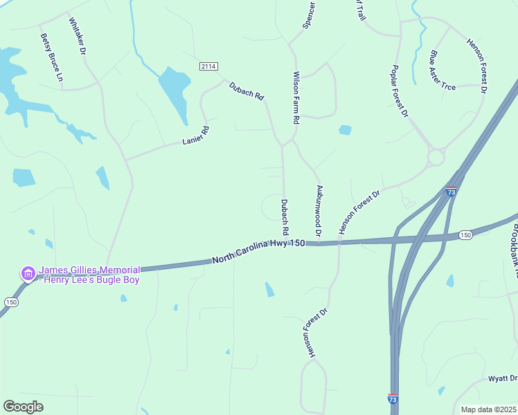 map of restaurants, bars, coffee shops, grocery stores, and more near 3505 Oak Ridge Road in Summerfield