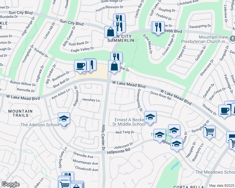 map of restaurants, bars, coffee shops, grocery stores, and more near 2402 Ginger Lily Lane in Las Vegas