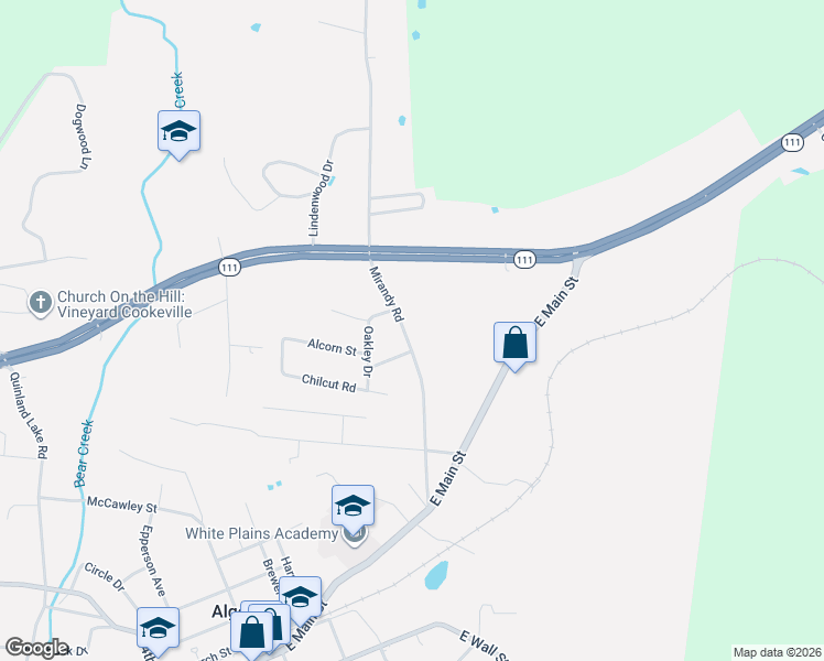 map of restaurants, bars, coffee shops, grocery stores, and more near 237 Mirandy Road in Cookeville