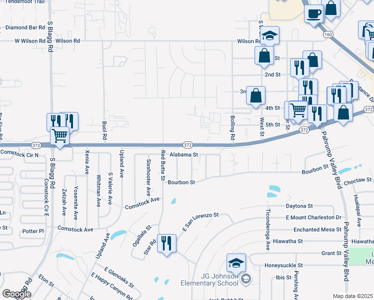 map of restaurants, bars, coffee shops, grocery stores, and more near 620 Alabama Street in Pahrump