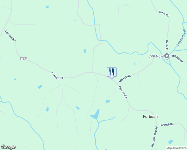 map of restaurants, bars, coffee shops, grocery stores, and more near 3300 Forbush View Road in East Bend