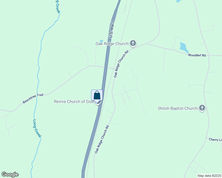map of restaurants, bars, coffee shops, grocery stores, and more near 2177 Oak Ridge Church Road in Kittrell