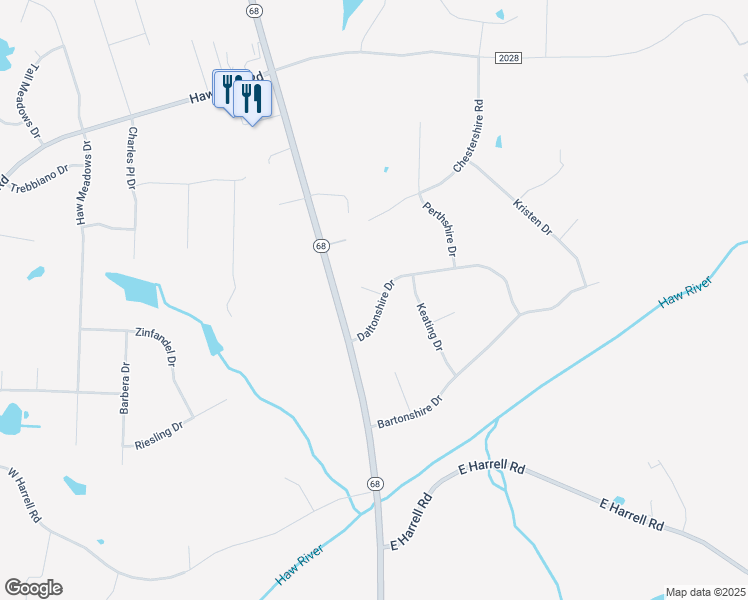 map of restaurants, bars, coffee shops, grocery stores, and more near 8200 Daltonshire Drive in Oak Ridge