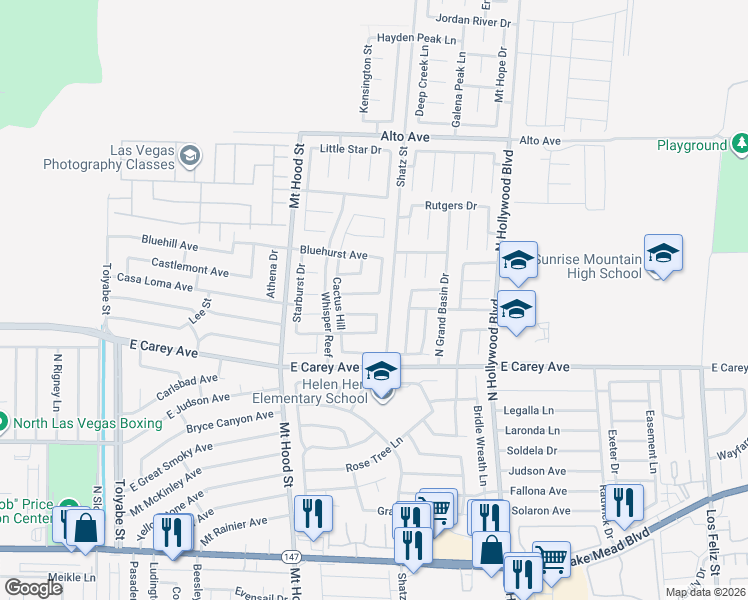 map of restaurants, bars, coffee shops, grocery stores, and more near 2541 North Lazy Brook Drive in Las Vegas