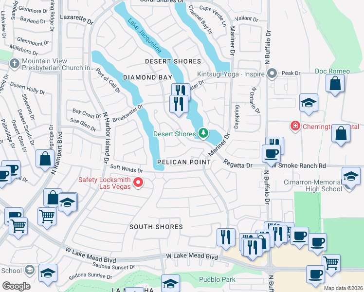 map of restaurants, bars, coffee shops, grocery stores, and more near 8001 Ryans Reef Lane in Las Vegas