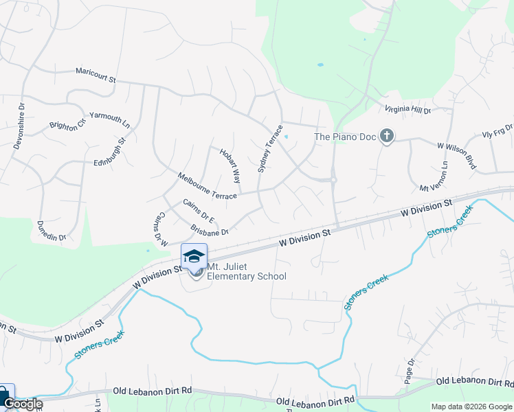 map of restaurants, bars, coffee shops, grocery stores, and more near 2982 Melbourne Terrace in Mt. Juliet