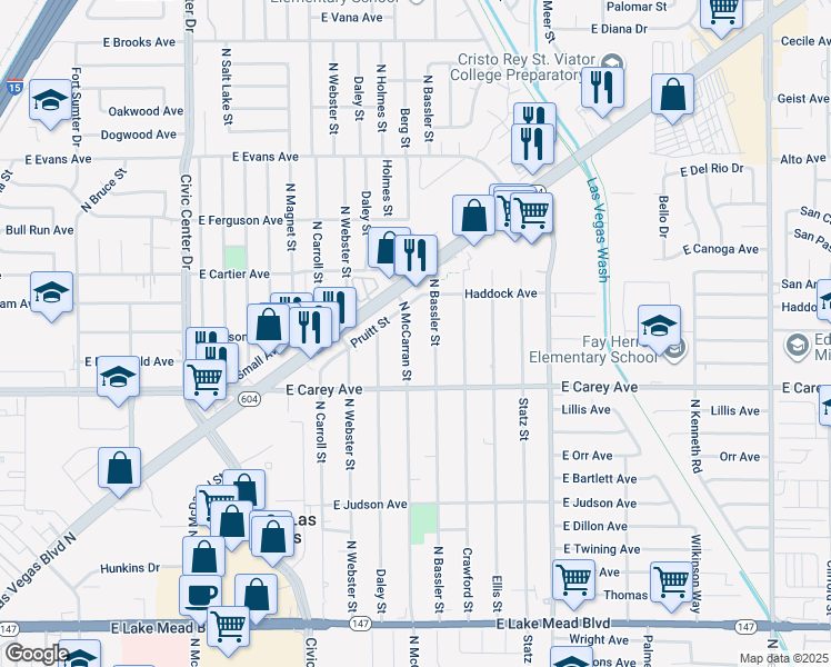 map of restaurants, bars, coffee shops, grocery stores, and more near 2508 North McCarran Street in North Las Vegas