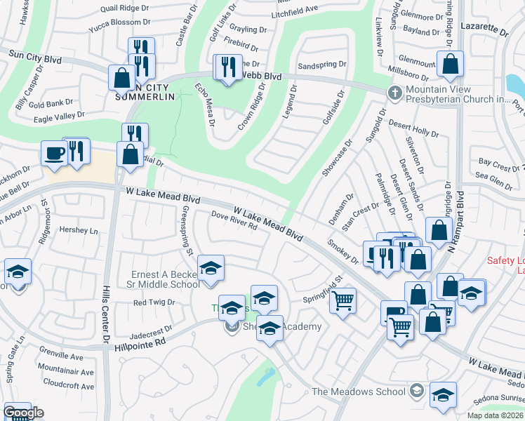 map of restaurants, bars, coffee shops, grocery stores, and more near 2400 Keiser Court in Las Vegas