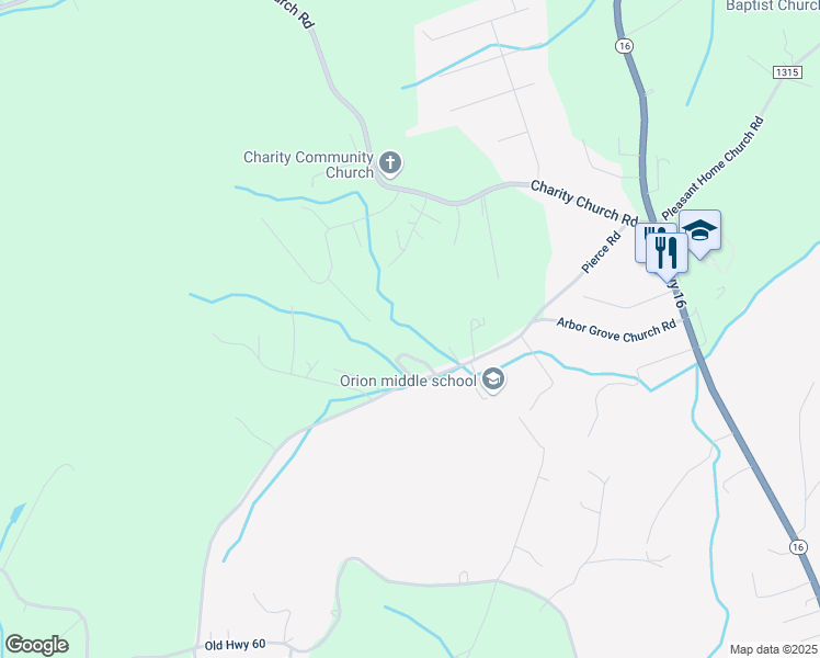 map of restaurants, bars, coffee shops, grocery stores, and more near 692 Arbor Grove Church Road in Millers Creek