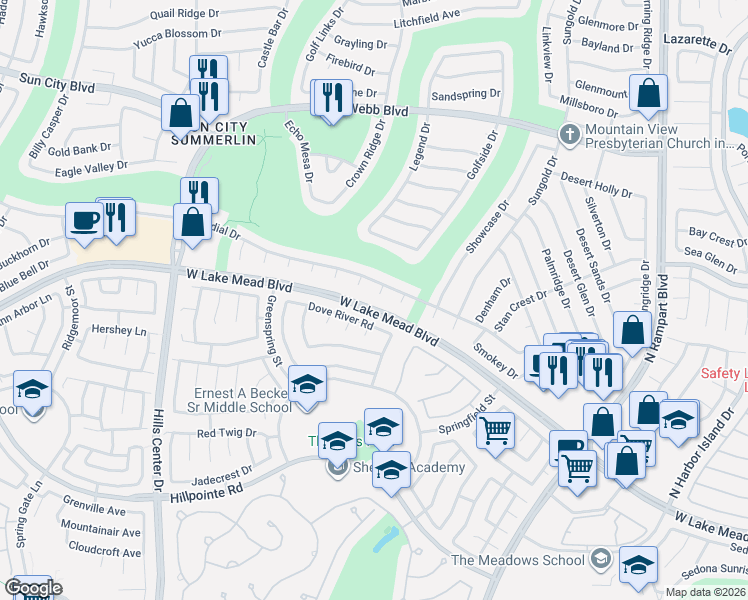 map of restaurants, bars, coffee shops, grocery stores, and more near 2408 Dove Valley Court in Las Vegas