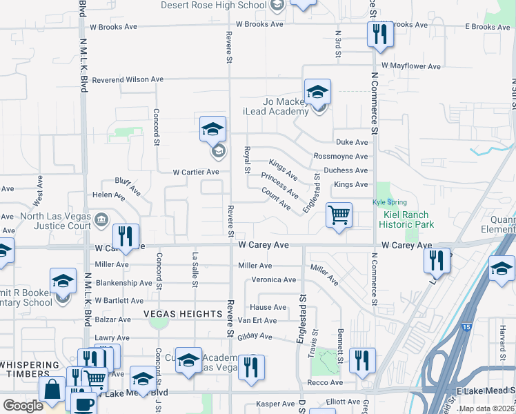 map of restaurants, bars, coffee shops, grocery stores, and more near 708 West Nelson Avenue in North Las Vegas