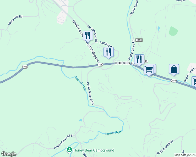 map of restaurants, bars, coffee shops, grocery stores, and more near 144 Makers Lane in Boone