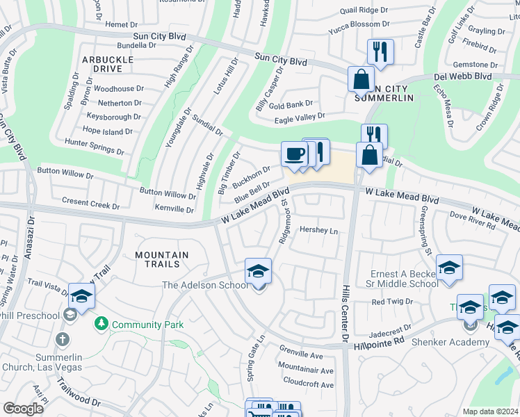 map of restaurants, bars, coffee shops, grocery stores, and more near 9624 Ann Arbor Lane in Las Vegas