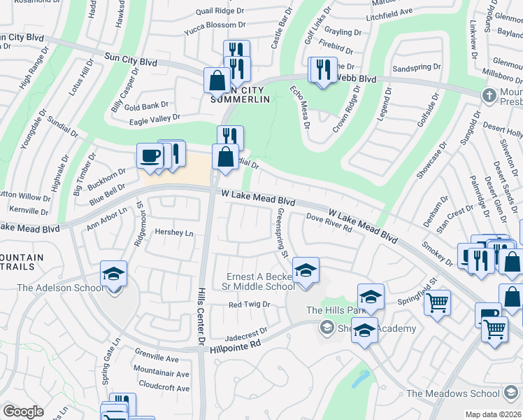 map of restaurants, bars, coffee shops, grocery stores, and more near 9236 Sun Rose Avenue in Las Vegas
