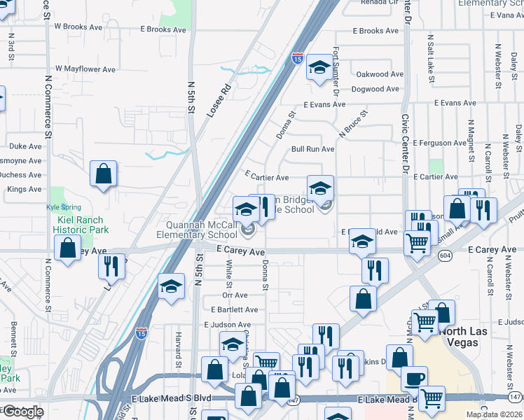 map of restaurants, bars, coffee shops, grocery stores, and more near 816 East Nelson Avenue in North Las Vegas
