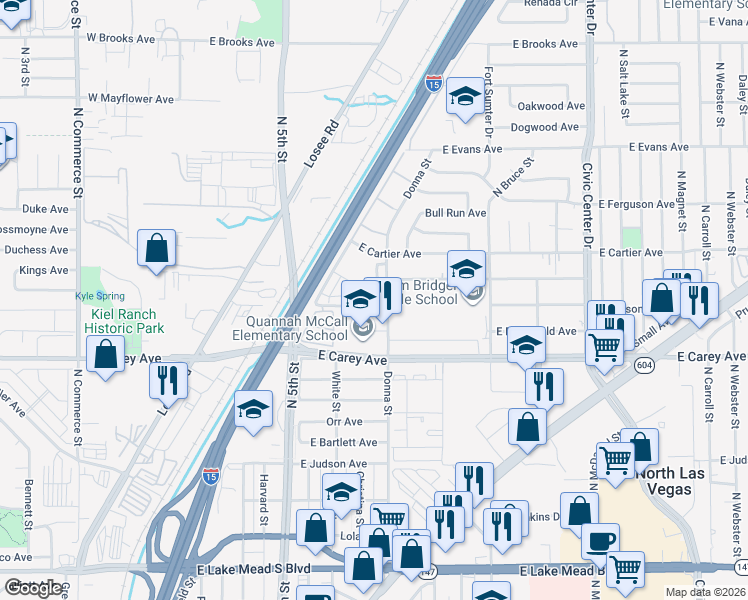 map of restaurants, bars, coffee shops, grocery stores, and more near 816 East Nelson Avenue in North Las Vegas