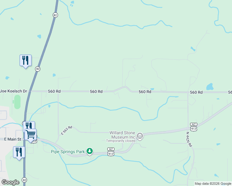map of restaurants, bars, coffee shops, grocery stores, and more near 6430 560 Road in Locust Grove