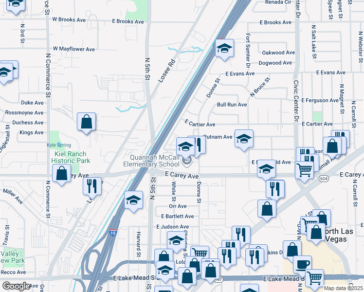 map of restaurants, bars, coffee shops, grocery stores, and more near 800a East Nelson Avenue in North Las Vegas